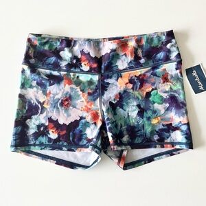 NWT American Eagle Floral Multicolor Mid Rise Stretch Gym Athletic Shorts M